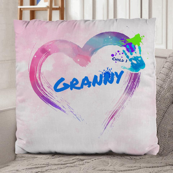 Hand on heart (handprints) - Grandparents-Pillow