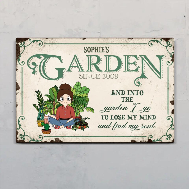 Garden Girl (Comic Style) - Outdoor-Doorplate