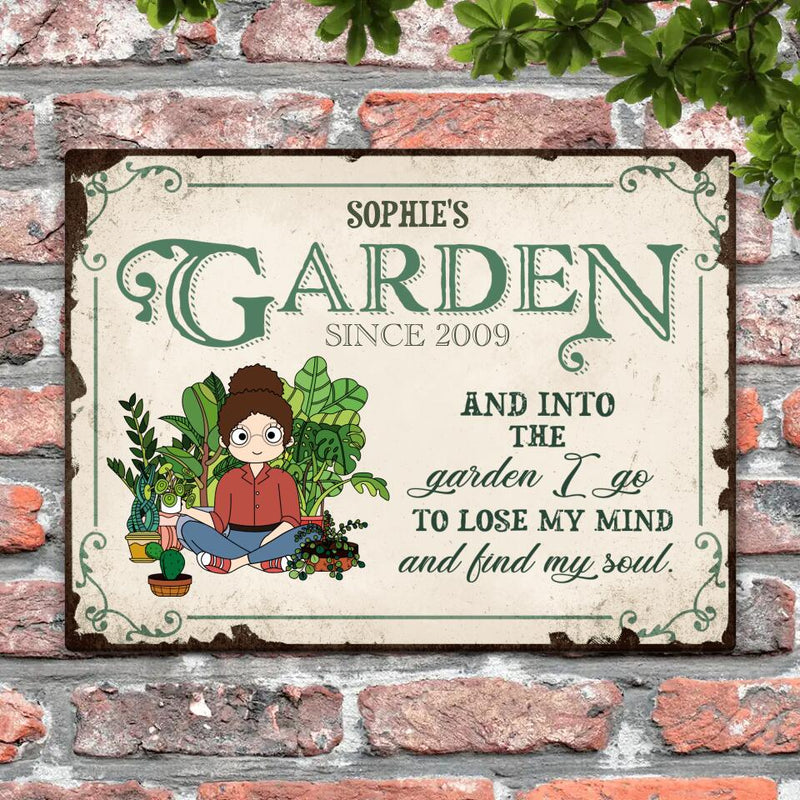 Garden Girl (Comic Style) - Outdoor-Doorplate