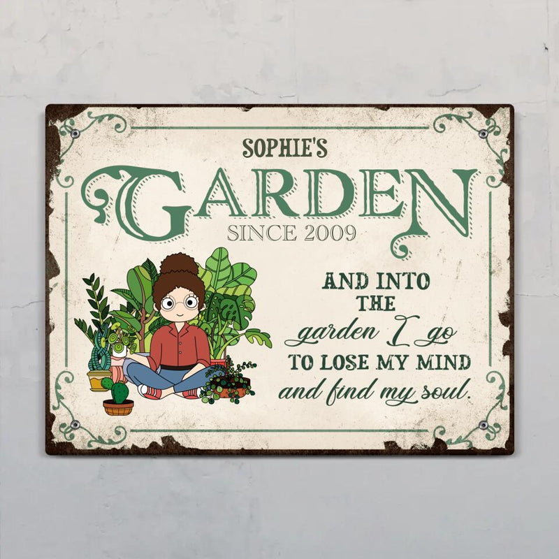 Garden Girl (Comic Style) - Outdoor-Doorplate