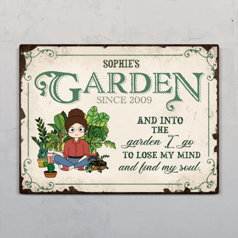 Garden Girl (Comic Style) - Outdoor-Doorplate